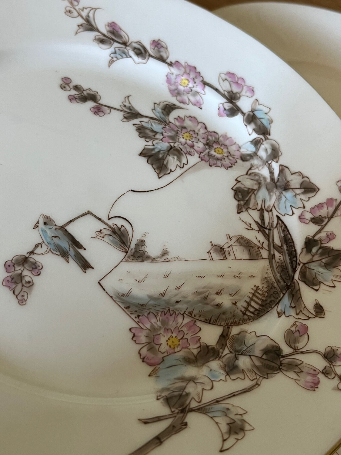 Assiettes à dessert peintes main