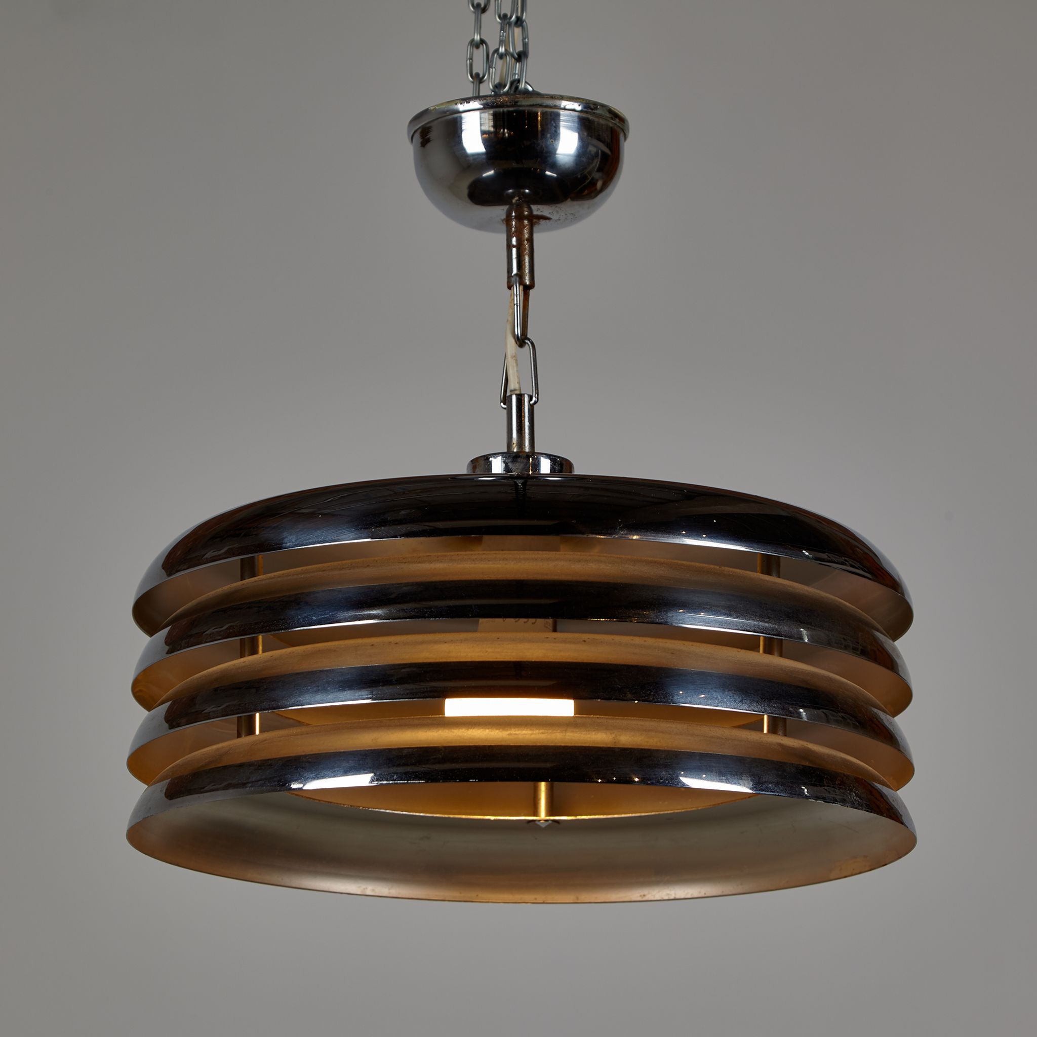 Chrome four-lamella metal pendant by borsfay tamás