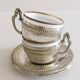 Victorian Alpaca Silver Tea or Coffee Pair of Cups and Plates, England 19th C.