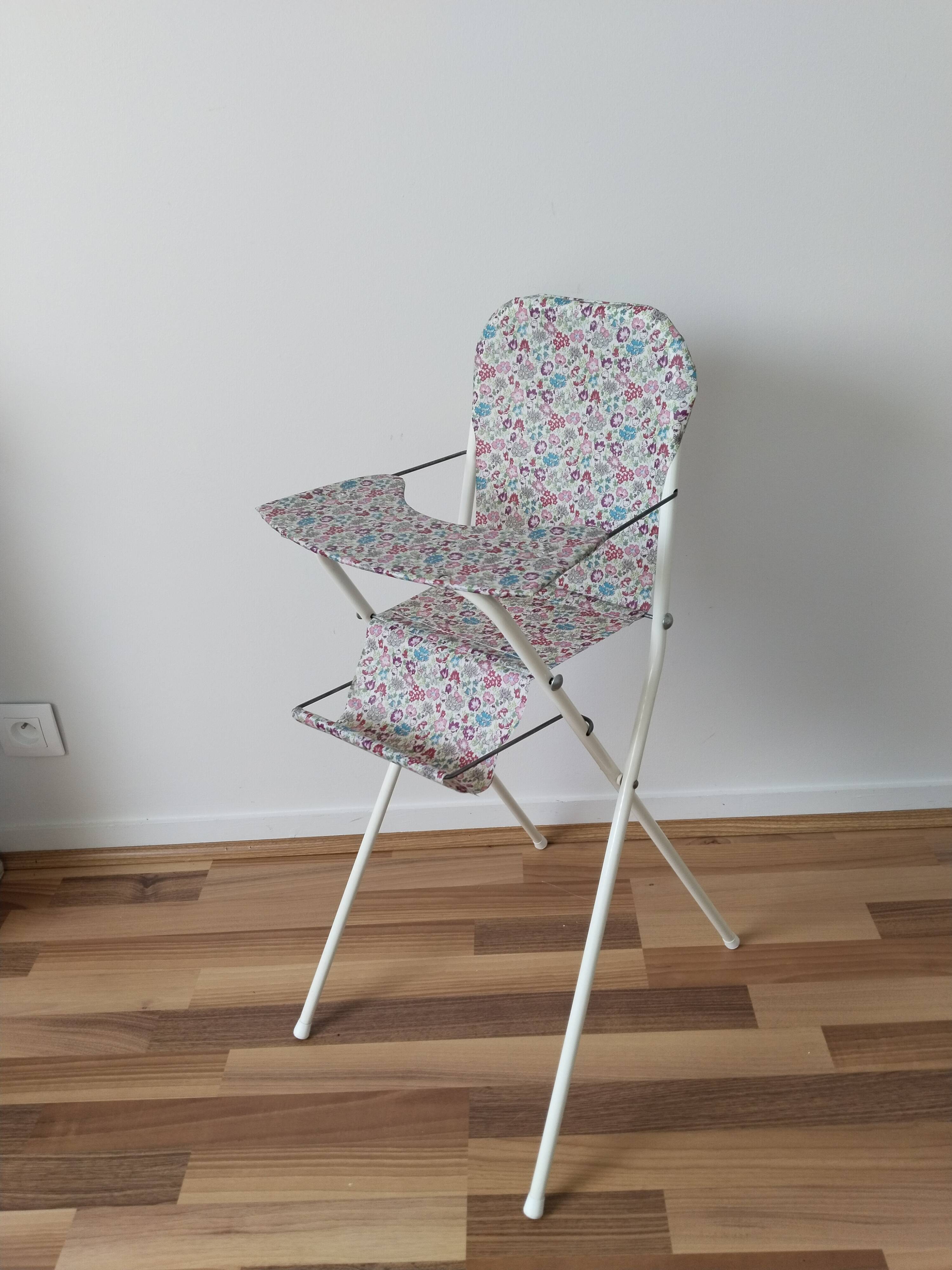 Vintage doll high chair, Japanese coated Liberty Hello Kitty