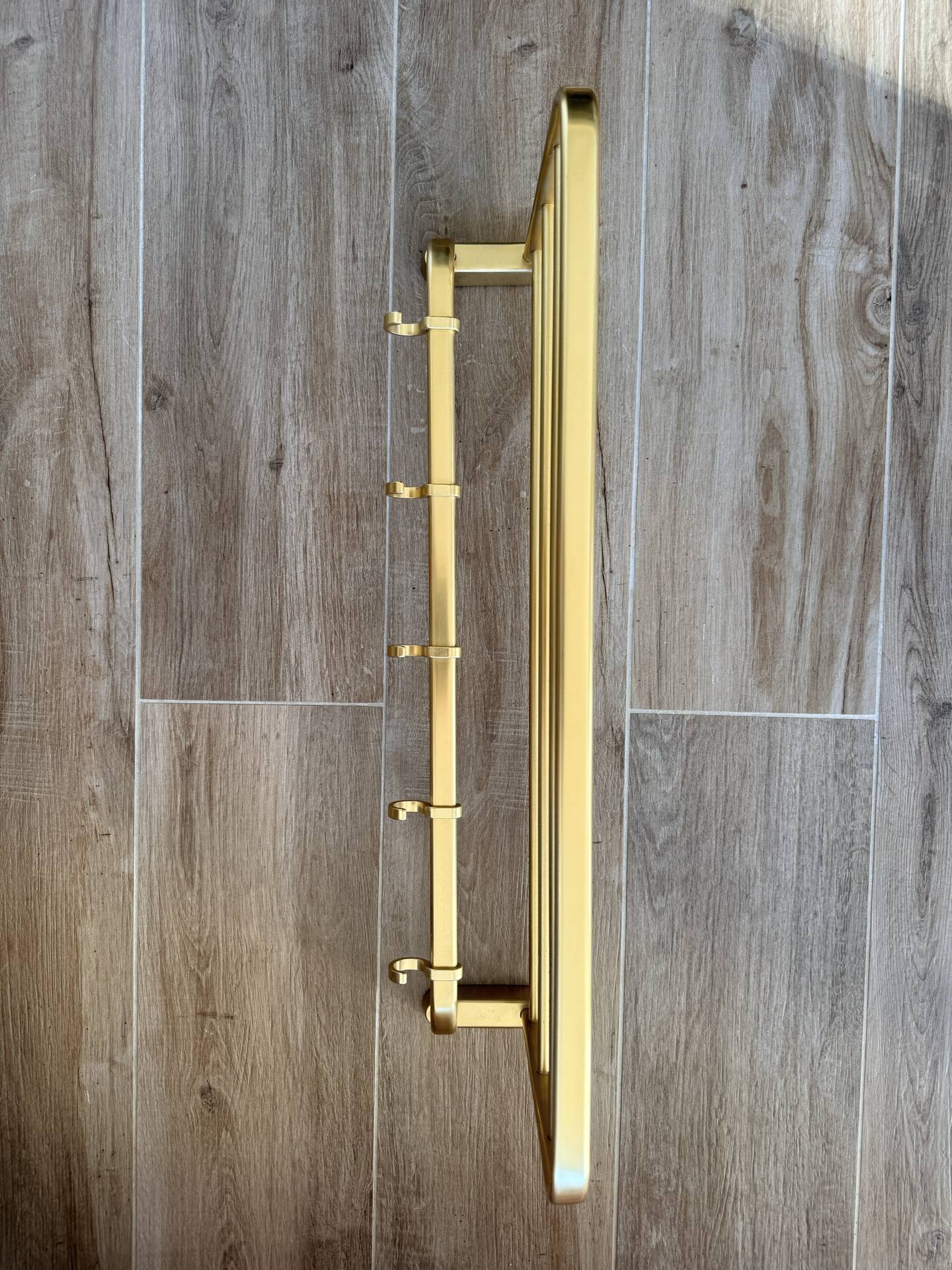 Vintage wall coat rack in gold aluminium – 1960s – 5 hooks