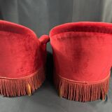 Pair of Napoleon III style toad armchairs