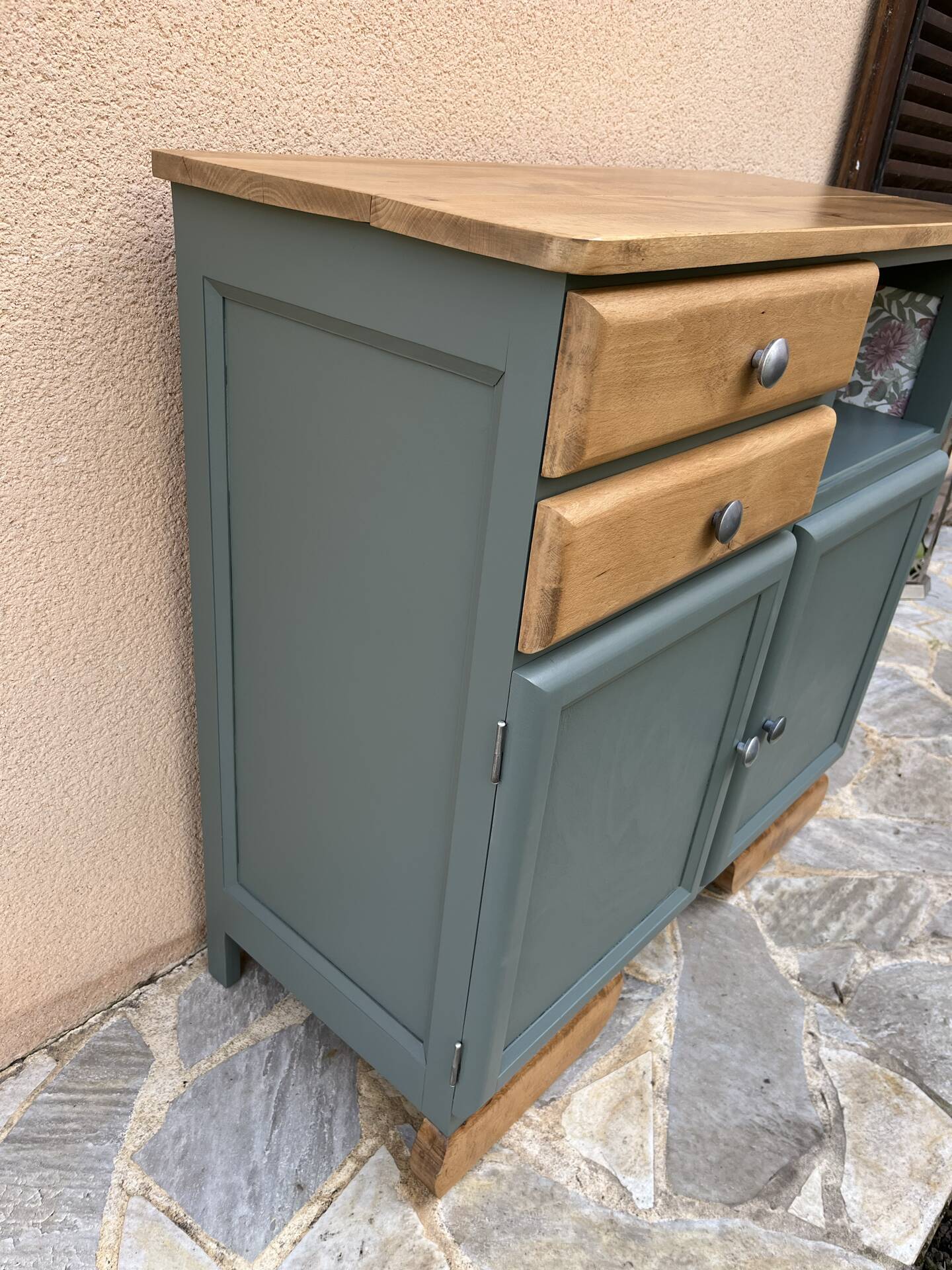 Buffet base Mado renovated green Galane and wood