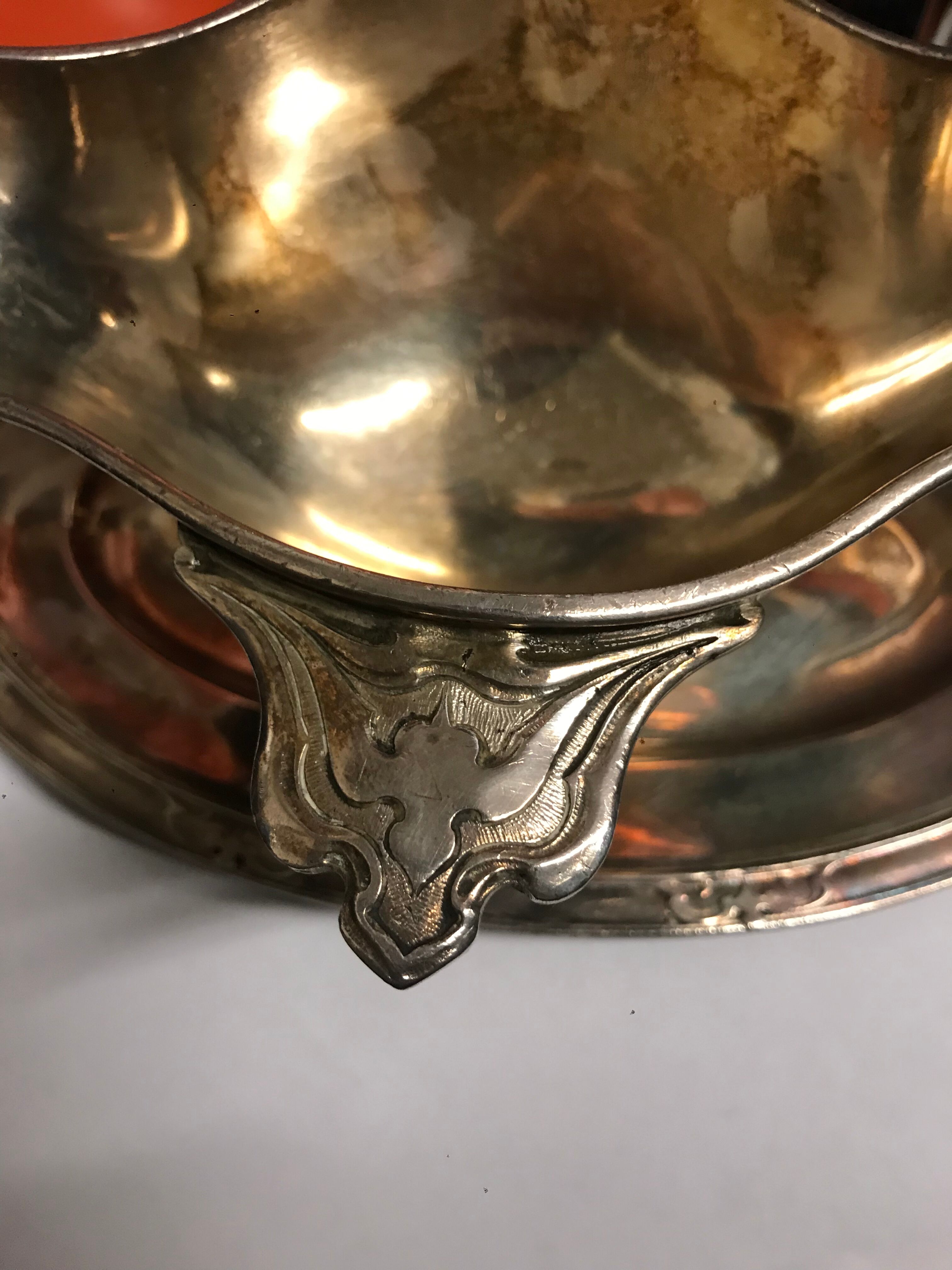 Silver metal steel gravy boat