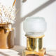 Art deco table lamp in brass and marble