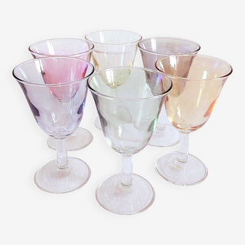 Six vintage polychrome glasses