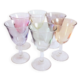 Six vintage polychrome glasses