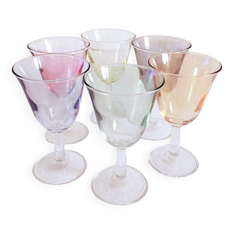 Six verres vintage polychrome