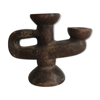African vintage wood candlestick