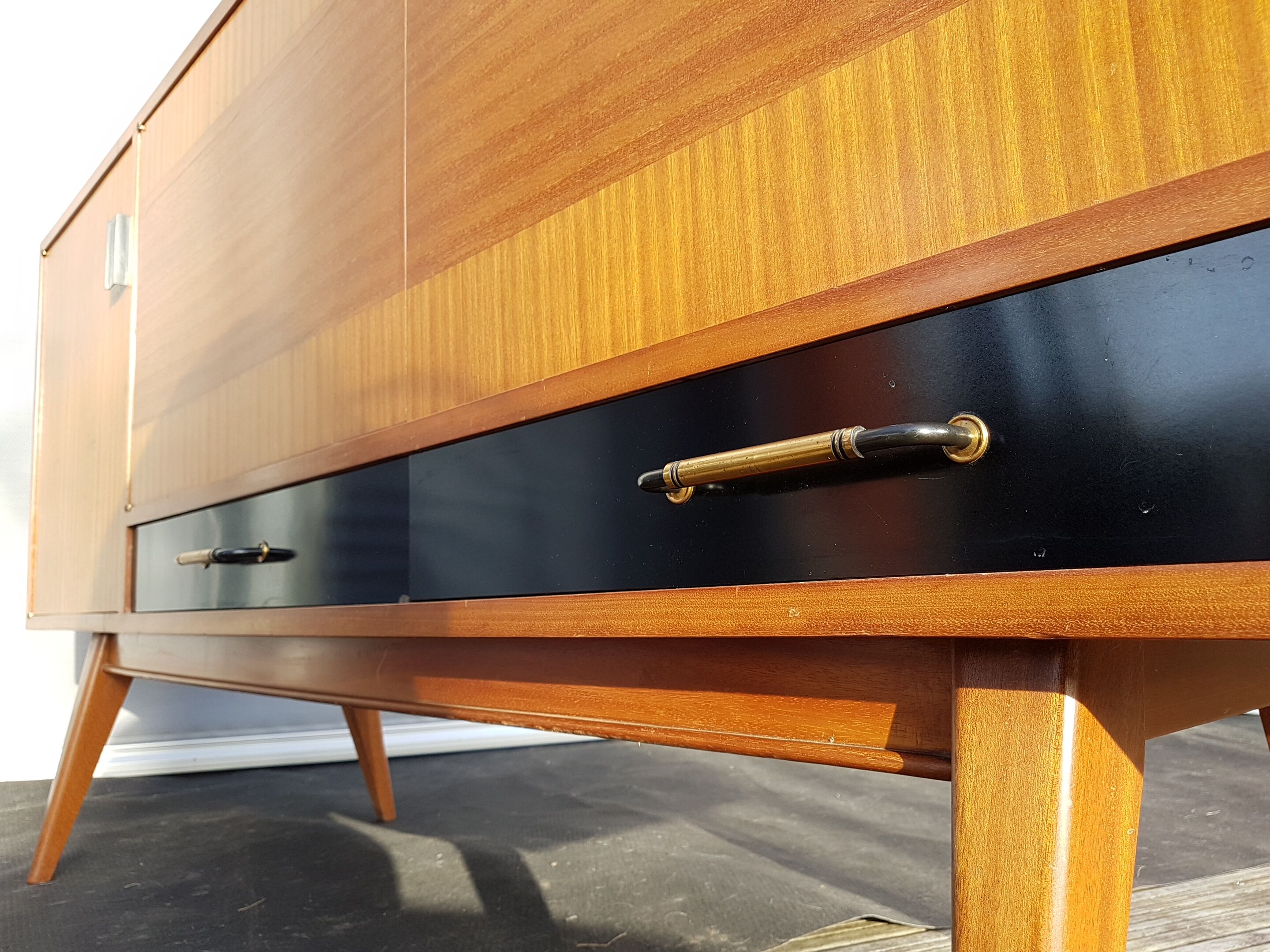 Sideboard in teck and formica black design Charles Ramos