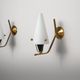 Pair of 1950s Italian Brass Sconces with Conical Opaline Glass Shades