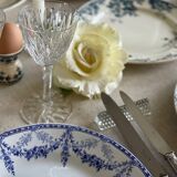 9 mismatched blue ironstone plates