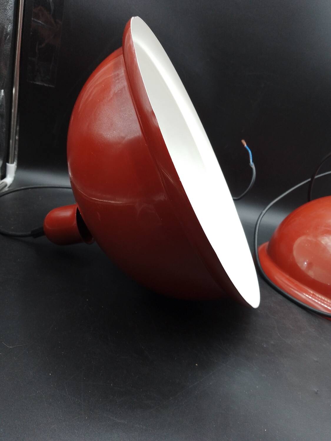 Rare x2 Lita pendant light design industrial lamp factory sheet metal 1960/70 loft