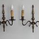Pair of Double French Vintage Bronze Effect Metal Flemish Wall Lights