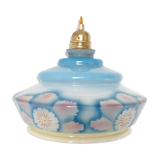 Blue opaline and pink flower pendant light