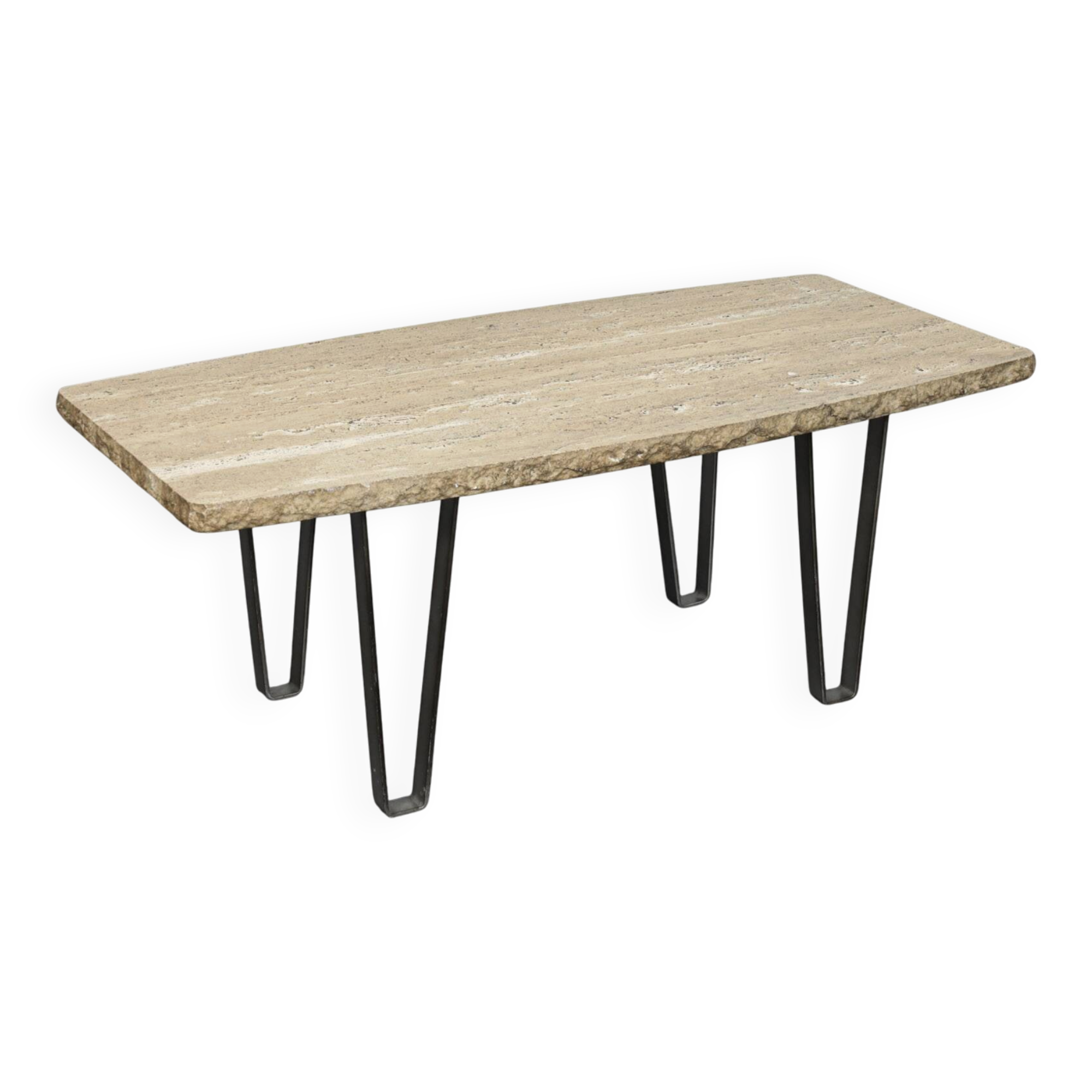 Table basse en travertin, Italie (années 1970)