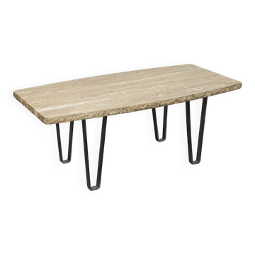 Table basse en travertin, Italie (années 1970)