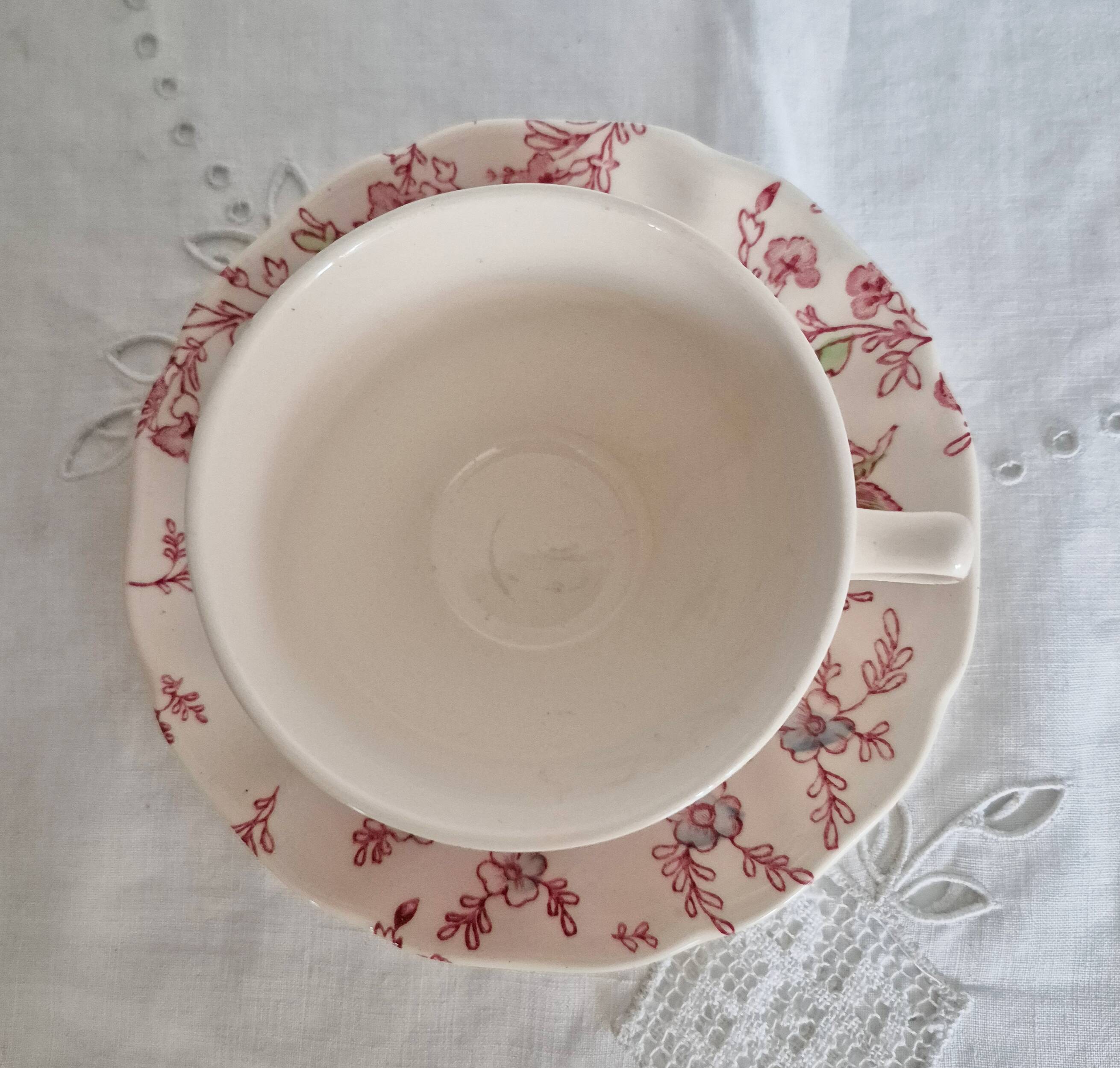 Tasse et sous-tasse , Johnson Brothers  modèle Rose Schintz . en excellent