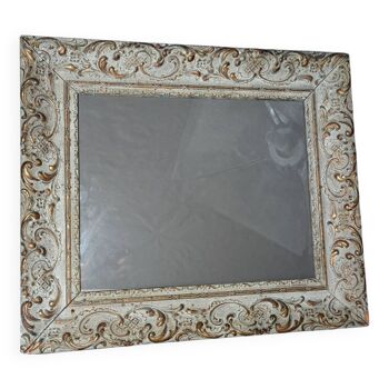 Old frame patinated stucco wood 58x50 foliage 41x33 or 34 cm + glass SB183