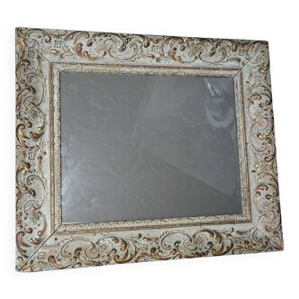 Old frame patinated stucco wood 58x50 foliage 41x33 or 34 cm + glass SB183