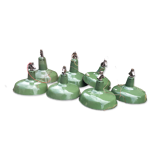 Set of 7 green industrial lamps in good condition, 1970s