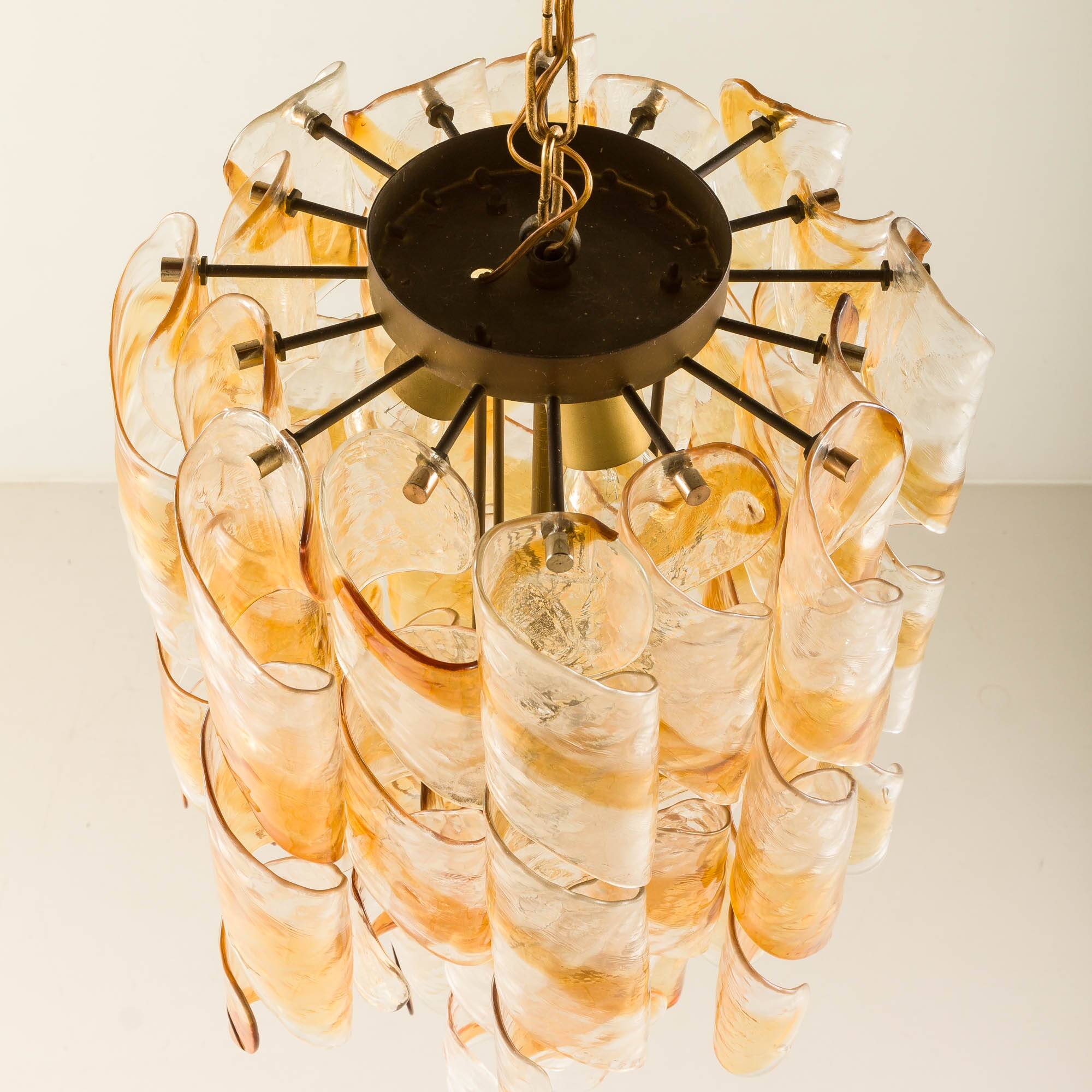 Mid century Murano 'Torciglione' Glass Chandelier by Mazzega, Italy 1970s