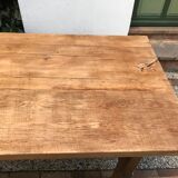 Farm table and two solid oak benches