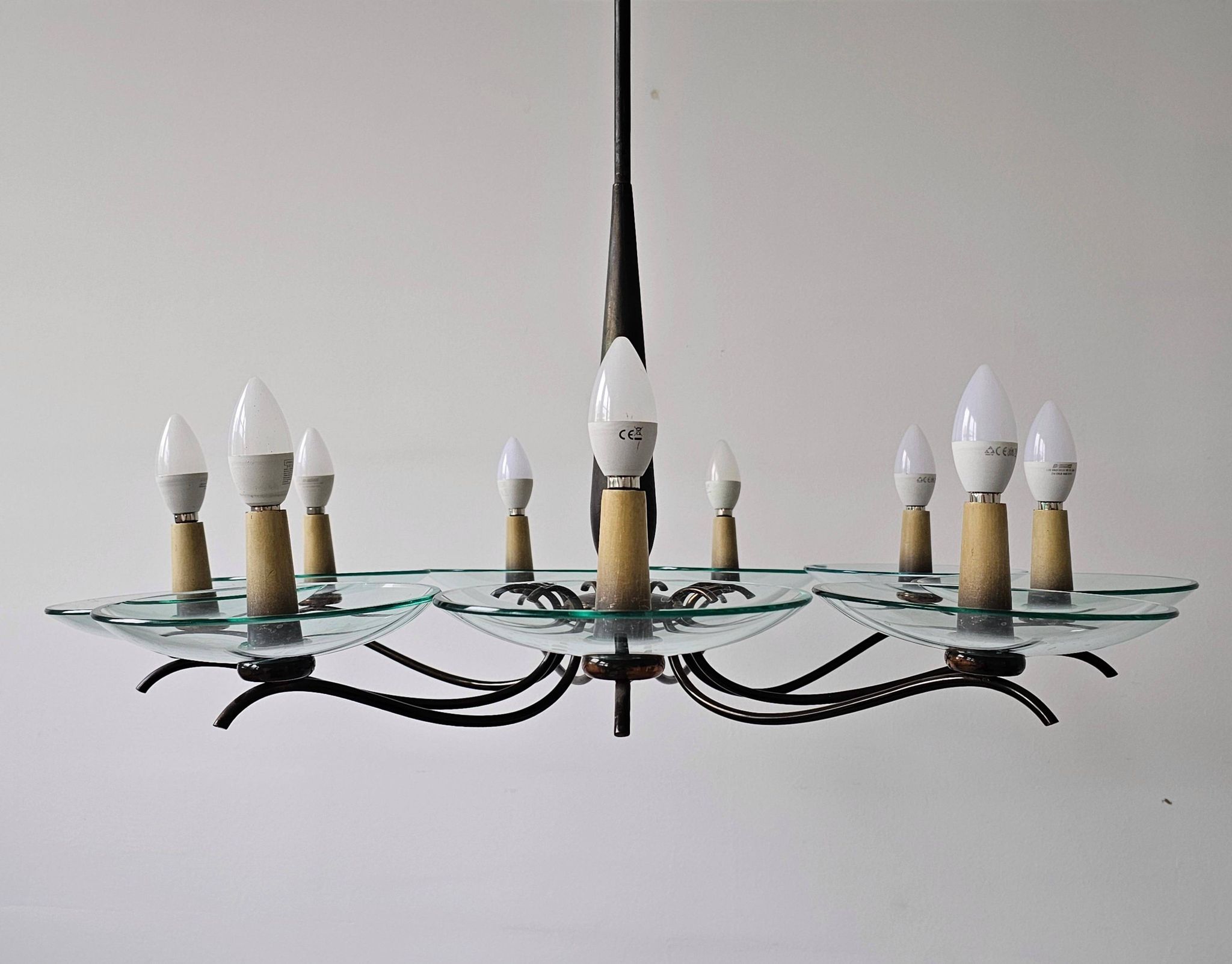 Brass Mid-Century Chandelier in the style of Pietro Chiesa