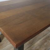 Brutalist 6 chairs and dining table in teak and patinated steel, 1960s