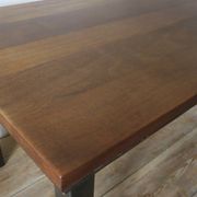 Brutalist 6 chairs and dining table in teak and patinated steel, 1960s