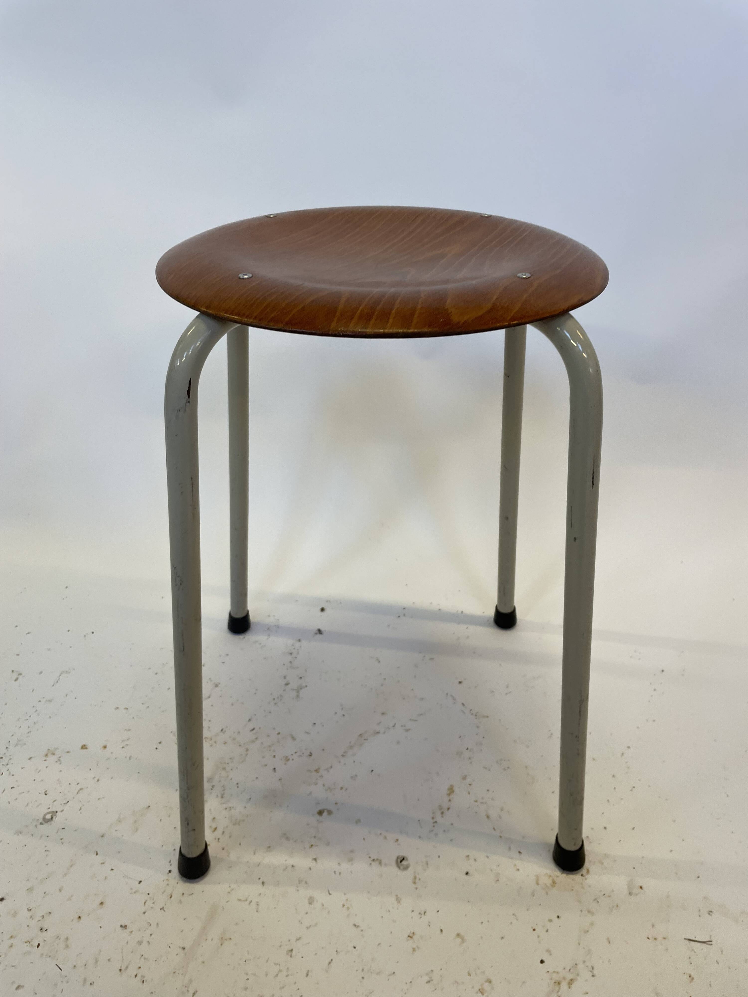 Vintage school stool, 1970s industrial design, Dutch minimalist