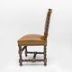 Six Antique Italian Neo-Renaissance Walnut Dining Chairs in Genuine Leather