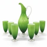 Ensemble carafe et 6 verres rétro, Murano, années 1960