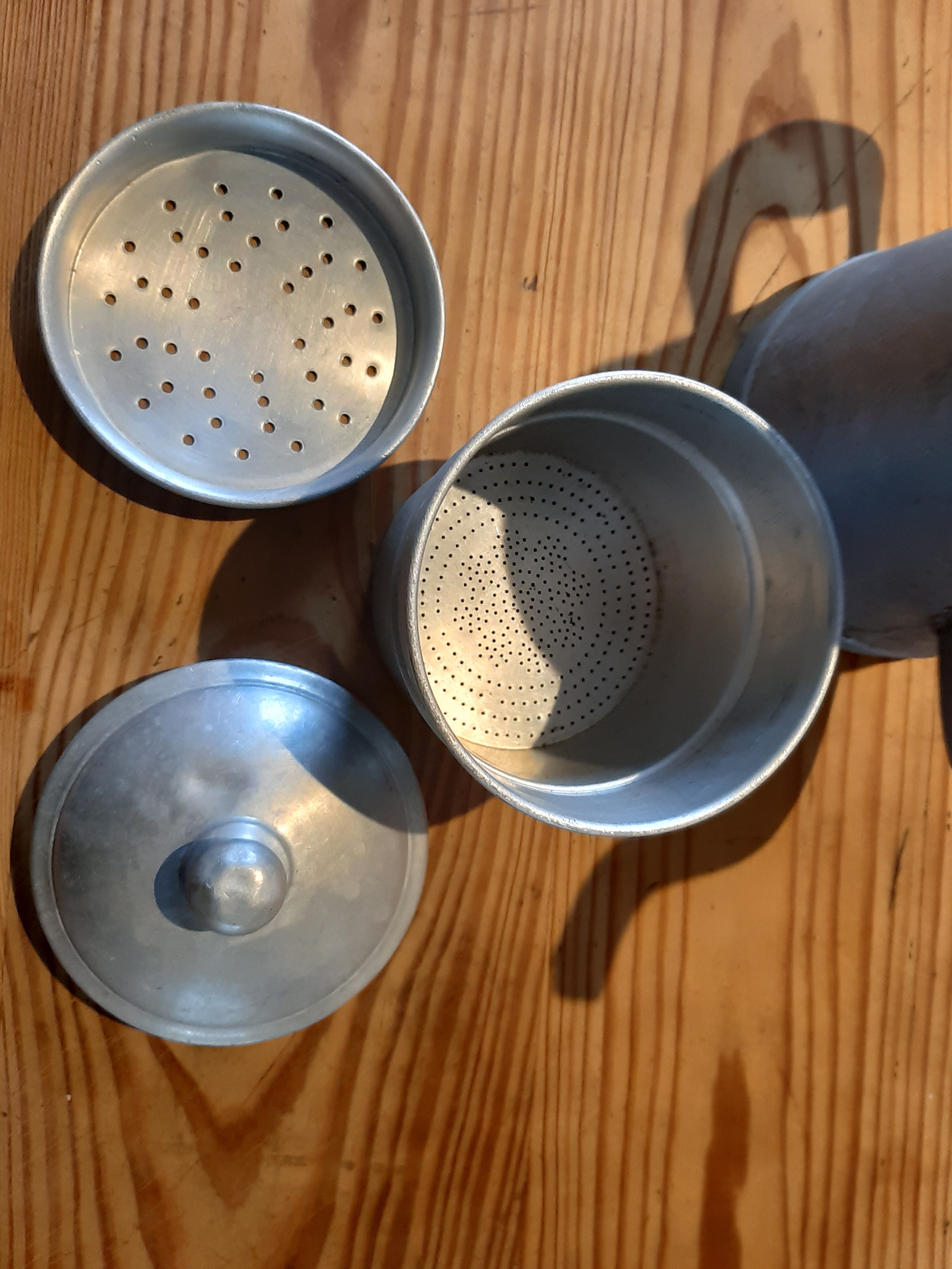 Old aluminium coffee pot