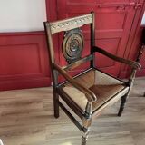 Vintage rustic oak armchair. Ideal for decorators/resellers.