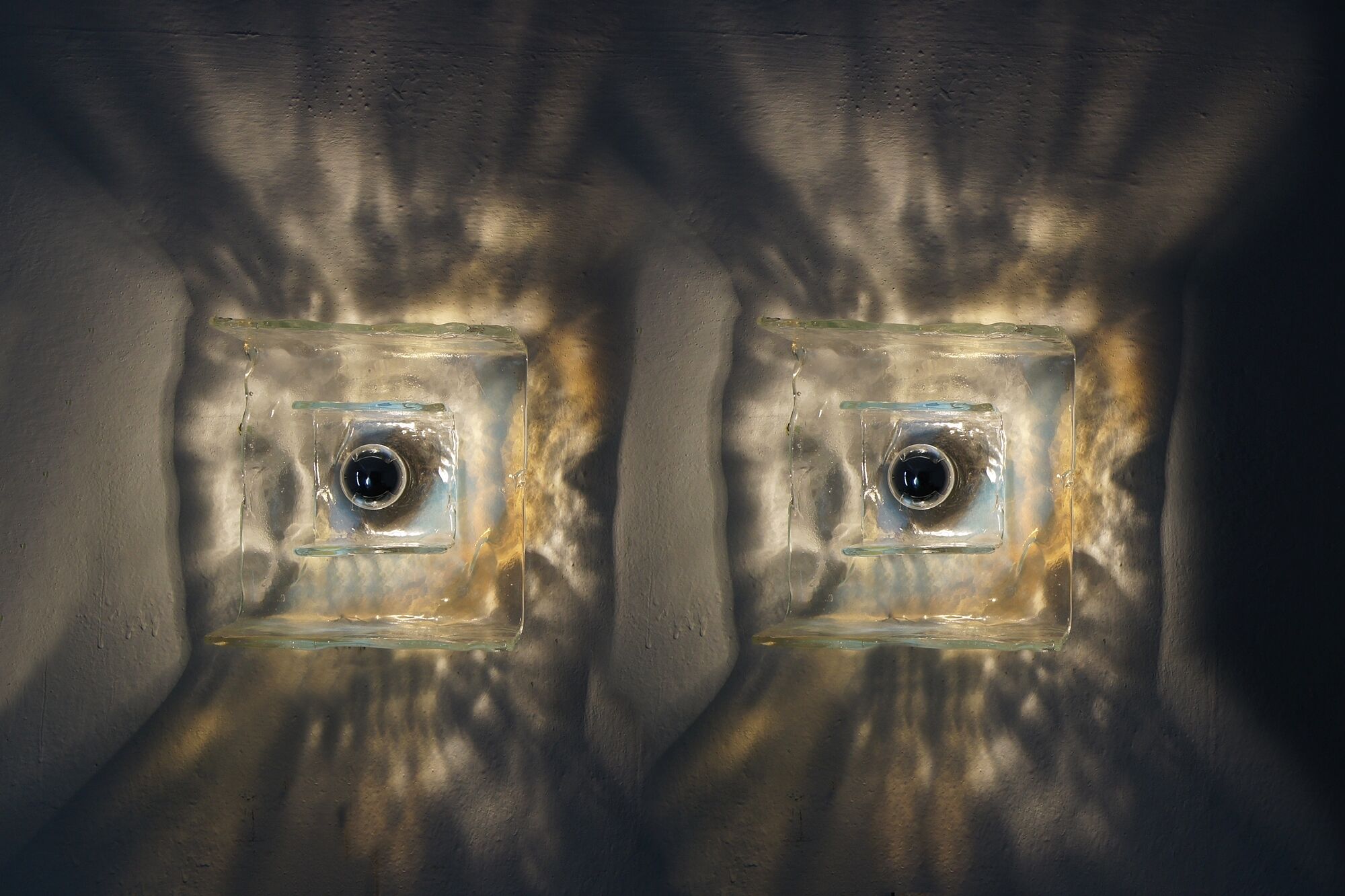 Italian Murano Glass Wall Lamps by Carlo Nason for Mazzega, 1970s, Set of 2