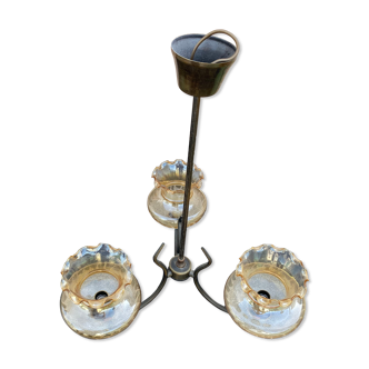 Vintage brass chandelier 3 burners, 1960
