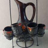 Liquor service in ceramic of Vallauris Fat Lava