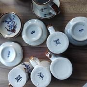 Lot de 6 tasses et 6 soucoupes à café en grès français
