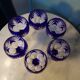 6 cut crystal cobalt blue wine glasses h=20cm