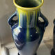 Pair of amphora vases Saint-Clément, glazed ceramic in blue and green.