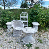 Ancien salon en rotin blanc : 5 meubles