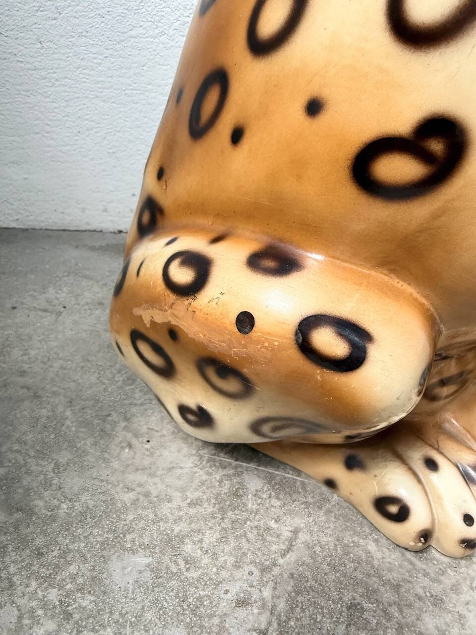 XL Italian ceramic leopard sculpture statue 1970