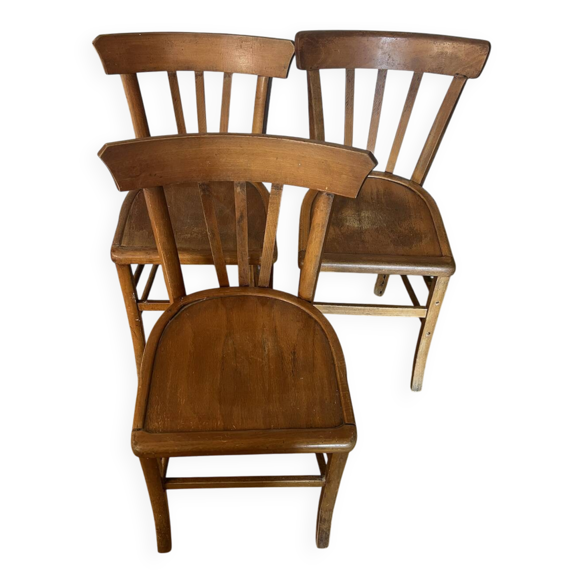 Suite de 3 chaises bistrot (bois)