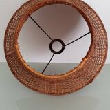 Woven rattan pagoda lampshade - 1970s