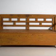 Antique painted pine bank chest – Central Europe, circa 1920