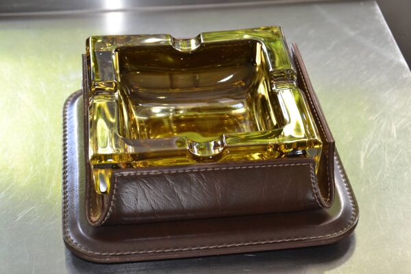 Cendrier Sommerso Murano support cuir