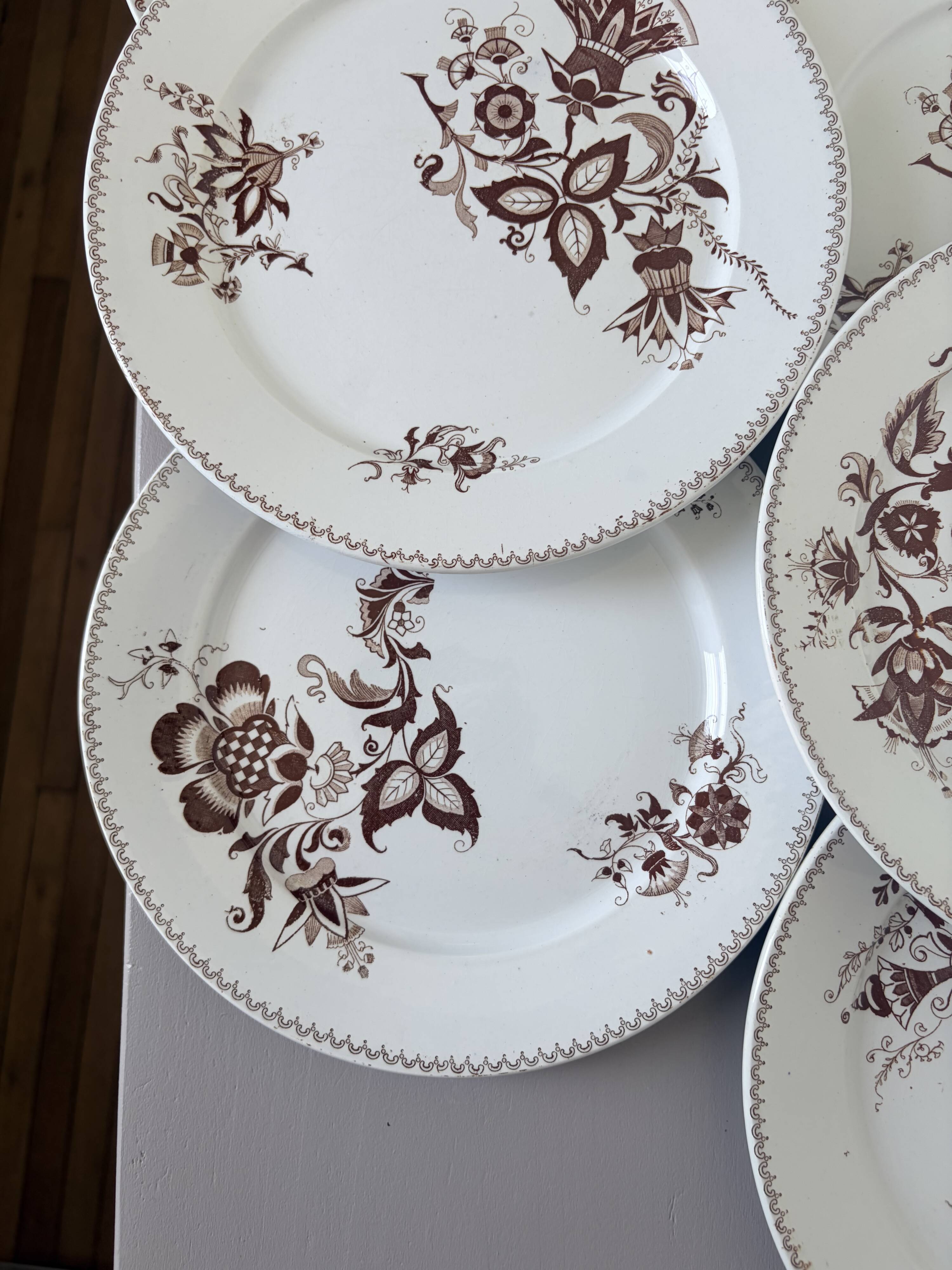Set of 6 vintage dinner plates from Sarreguemines, Danish model 210412.