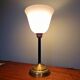 Large Art Deco table lamp, in brass and white opaline, 1920s-3