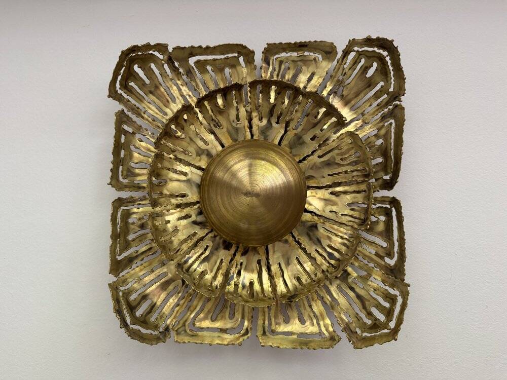 Brass sun wall sconce by Svend Aage Sørensen, Denmark, 1960s, brutalist